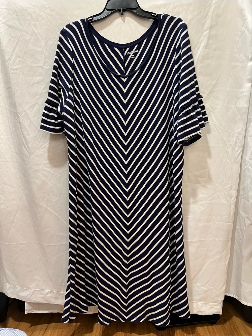 Navy and White Striped V-Neck Women’s Dress